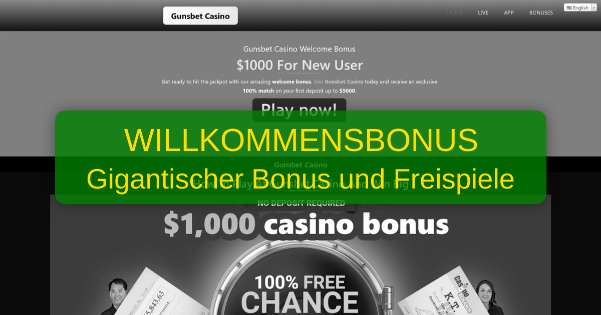 Gunsbet Casino welcome bonus